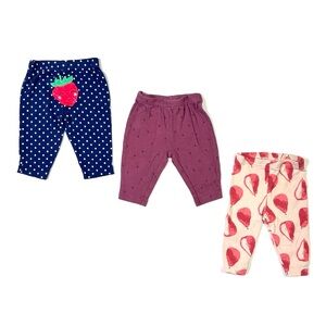 Carters Pants 3 Months 3 Pair Fruit Purple Baby